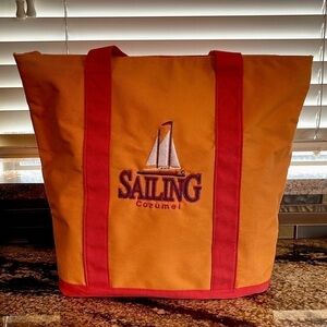 COPY - Vintage orange Canvas tote Sailing Cozumel